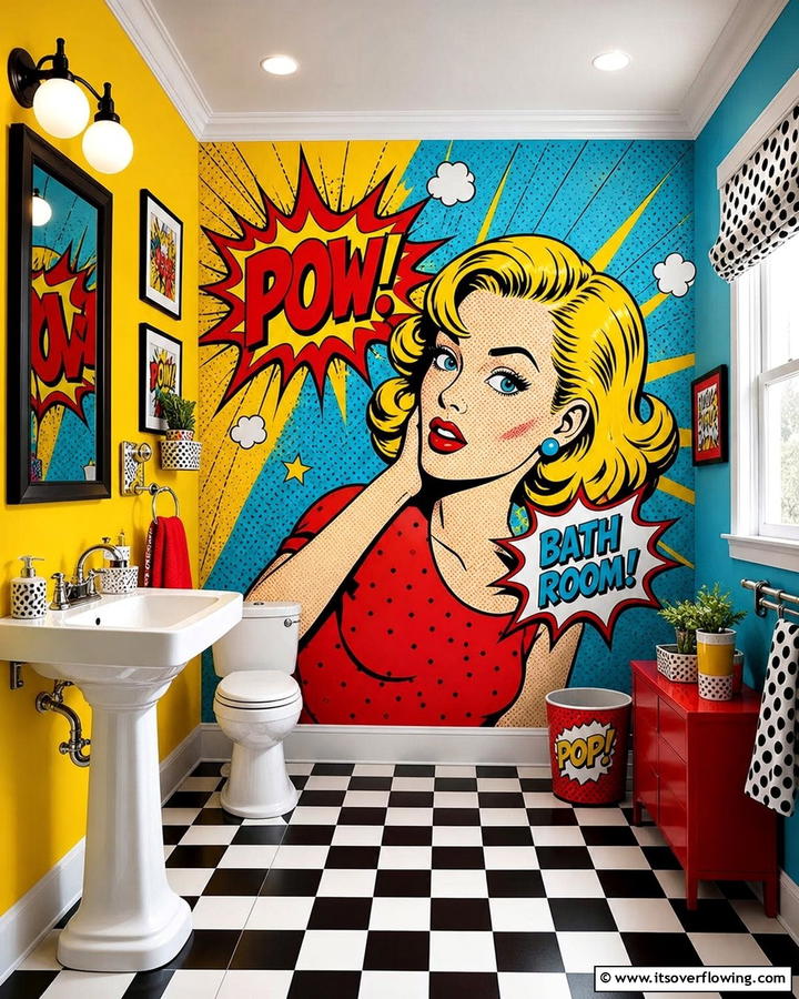 Retro Pop Culture Tribute - 30 Bathroom Mural Ideas for Bold and Artistic Wall Designs
