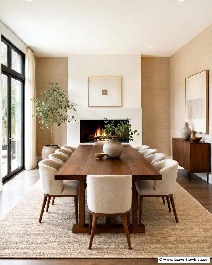 Retro Revival Energy - 30 Cozy Dining Room Fireplace Design Ideas & Tips