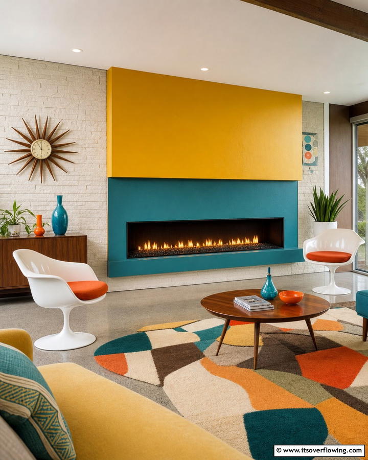 Retro Revival Linear Fireplace - 30 Linear Fireplace Ideas for Modern Home Heating