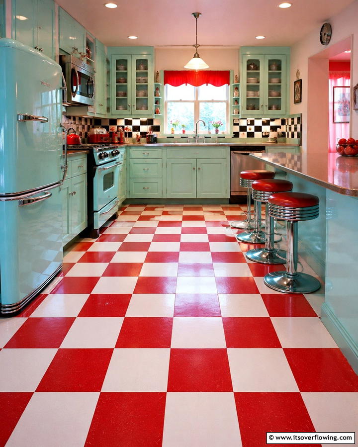 Retro Revival Style - 30 Kitchens with Checkered Floors- Retro-Inspired Designs