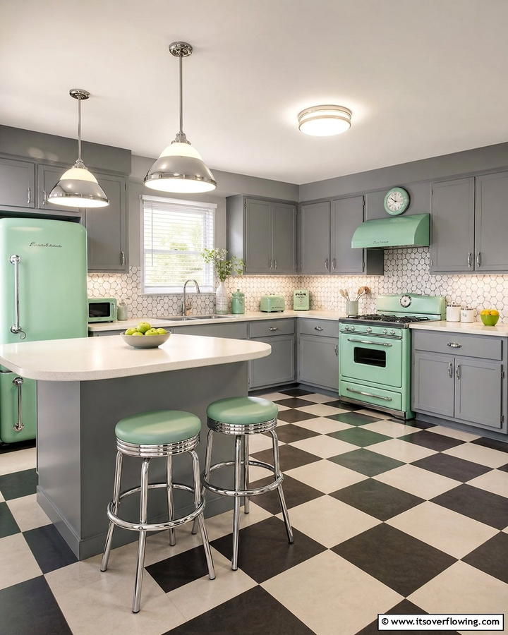 Retro Revival Style - 21 Gray Kitchens- Timeless Designs for Modern Homes