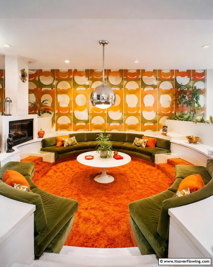 Retro Sunken Lounge - 25 Sunken Living Room Ideas for a Modern and Cozy Space