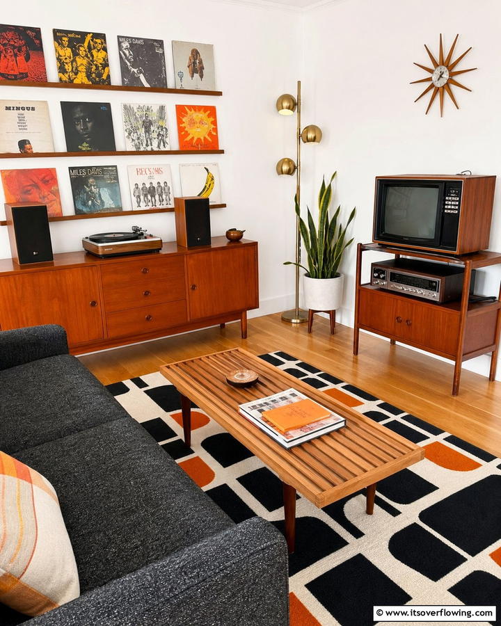 Retro Technology Integration - 21 Mid-Century Modern Living Room Ideas- Timeless Style