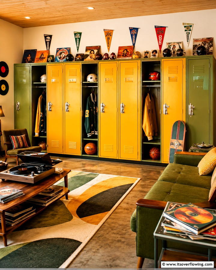 Retro Themed Locker Vibes - 30 Locker Decor Ideas- Organize with Style at Home