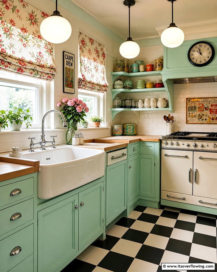 Retro Vibe with Porcelain Sink - 30 Kitchen Sink Ideas Combining Function and Style