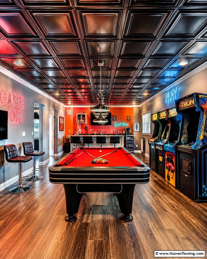 Retro Vibes for Game Rooms - 25 Tin Ceiling Ideas for a Vintage Touch