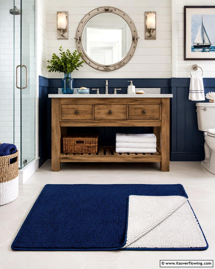 Reversible Two Tone Rug - 30 Bathroom Rug Ideas for Softness and Style Underfoot