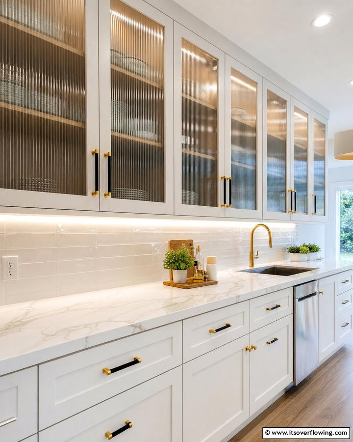 Ribbed Glass Cabinets - 20 Modern Style Glass Kitchen Cabinets for a Sleek Look