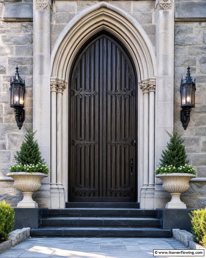 Ribbed Wooden Panels - 20 Gothic Front Door Ideas to Enhance Your Home
