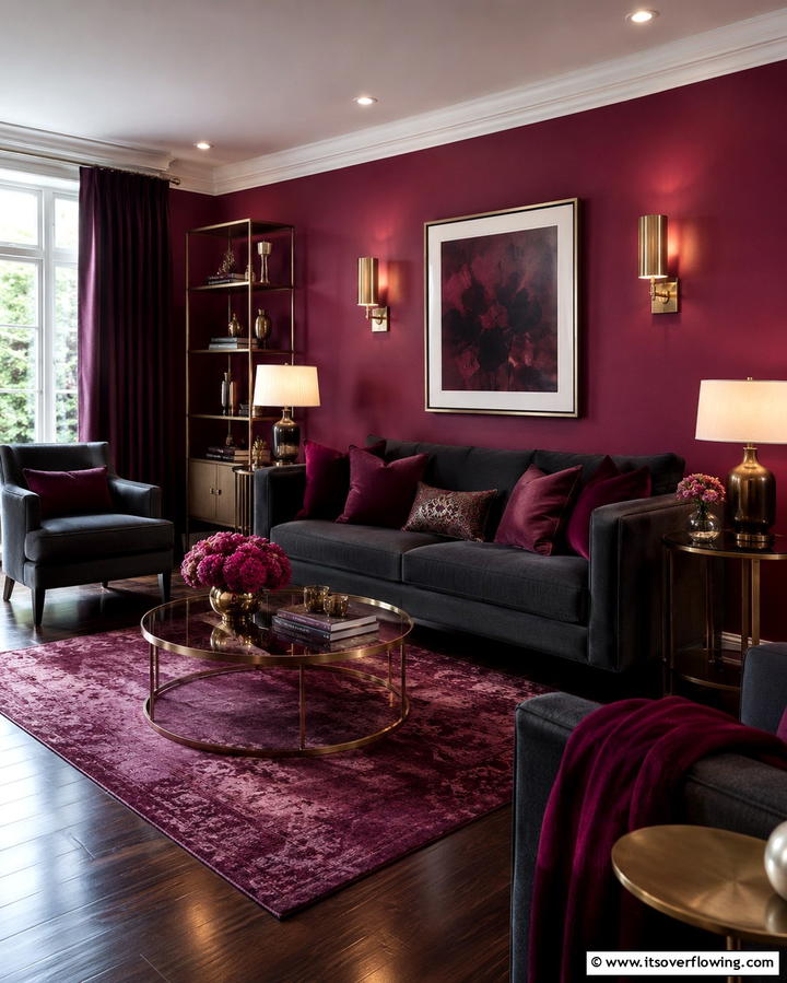 Rich Berry Infusion - 30 Vibrant Colorful Living Room Inspirations for Bold Interiors