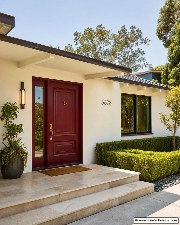 Rich Burgundy - 30 Retro Mid-Century Front Door Colors to Boost Curb Appeal