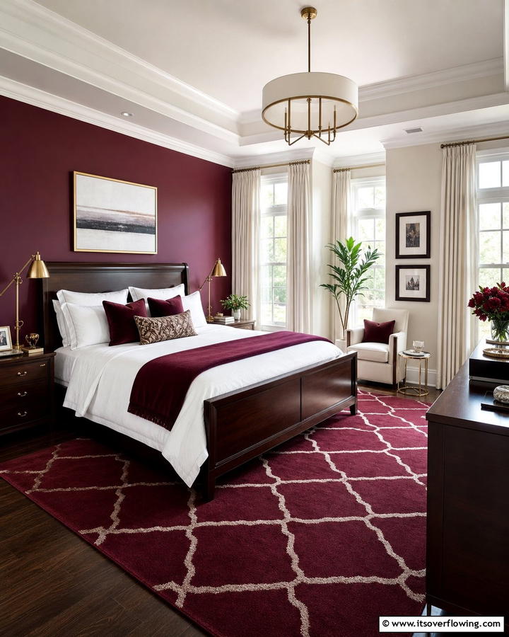 Rich Burgundy Accents - 21 Bedroom Paint Colors to Create Your Dream Sleep Sanctuary