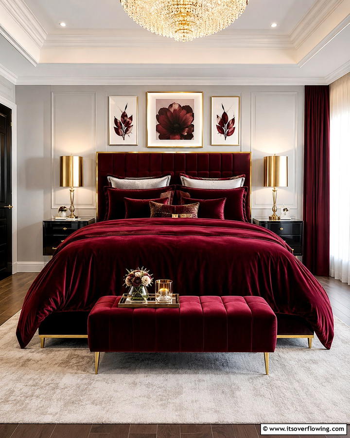 Rich Burgundy Bedding - 30 Cozy Fall Bedroom Decor Tips for Autumnal Warmth & Style