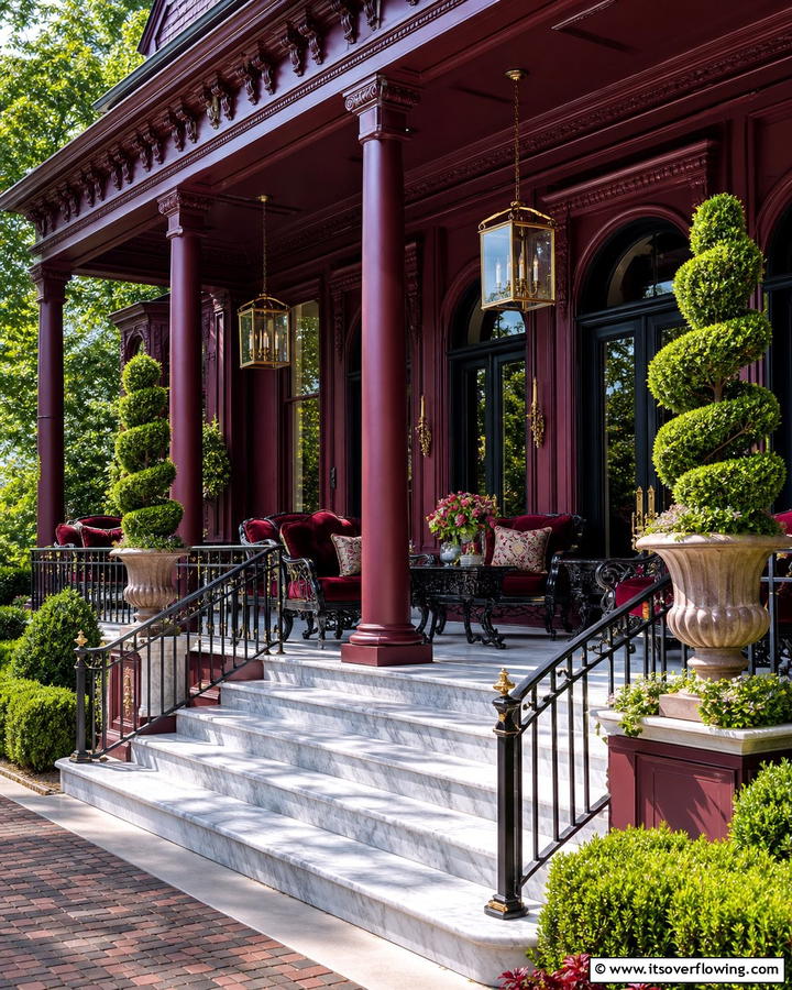 Rich Burgundy for Elegance and Drama - 17 Porch Paint Color Ideas for Inviting Outdoor Spaces