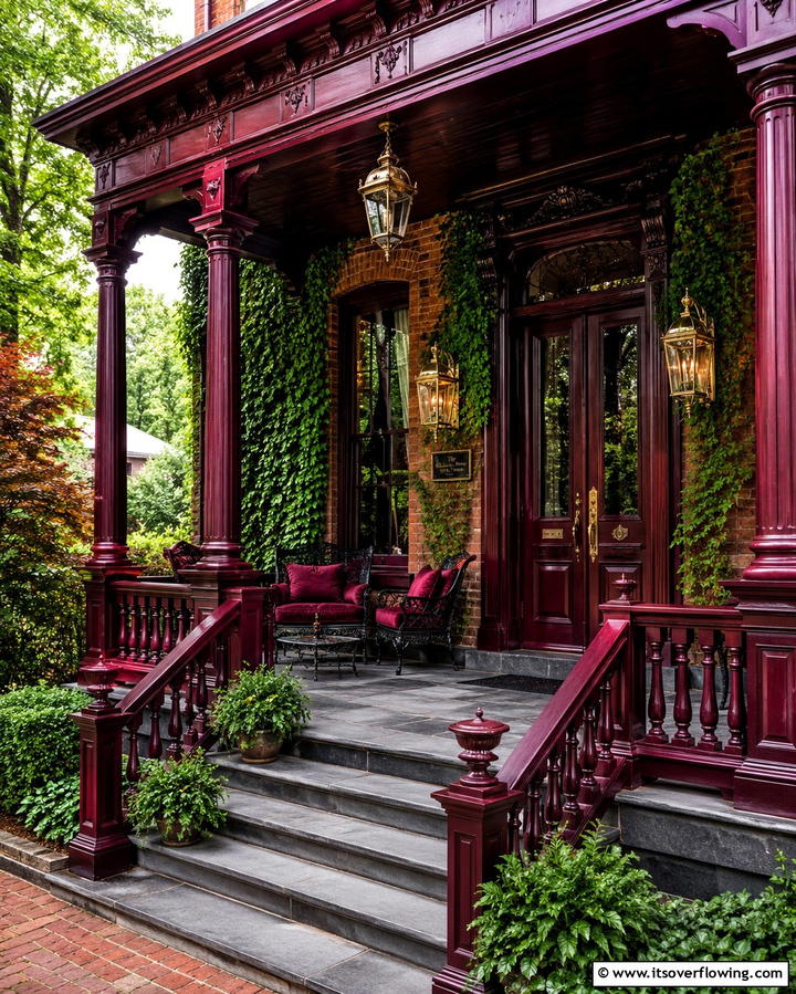 Rich Burgundy for a Luxurious Feel - 30 Porch Paint Color Ideas for Inviting Entryways