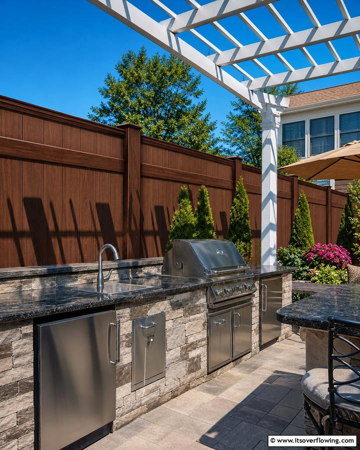 Rich Chestnut Vinyl Fence - 25 Vinyl Fence Colors to Enhance Your Outdoor Space