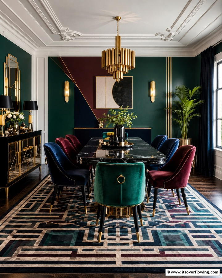 Rich Color Palettes - 25 Art Deco Dining Room Ideas for a Glamorous Space