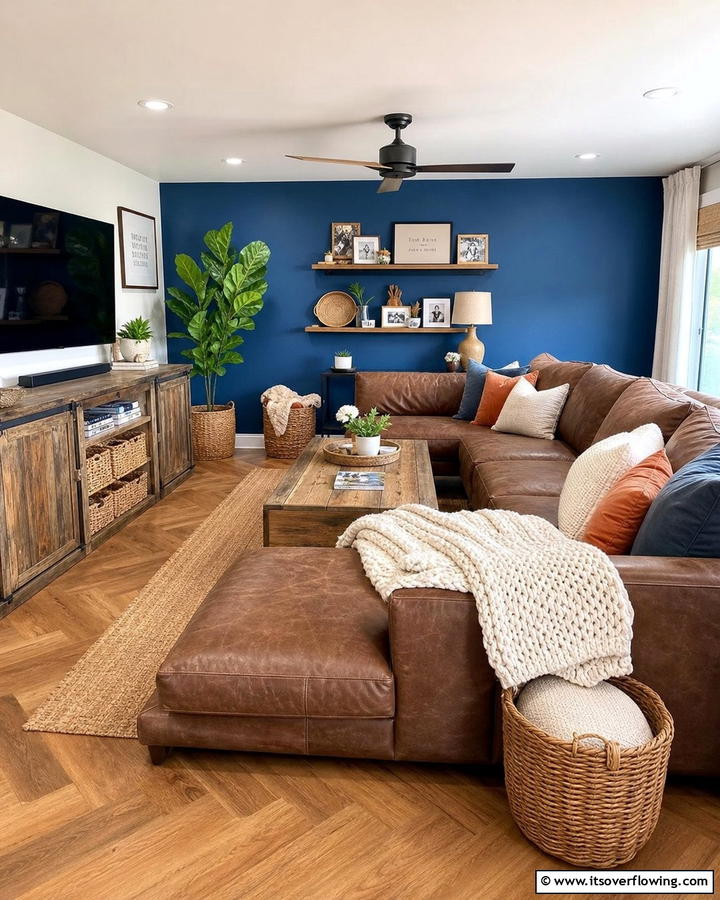 Rich Denim Blue - 20 Blue Accent Wall Ideas- Bold & Beautiful Designs