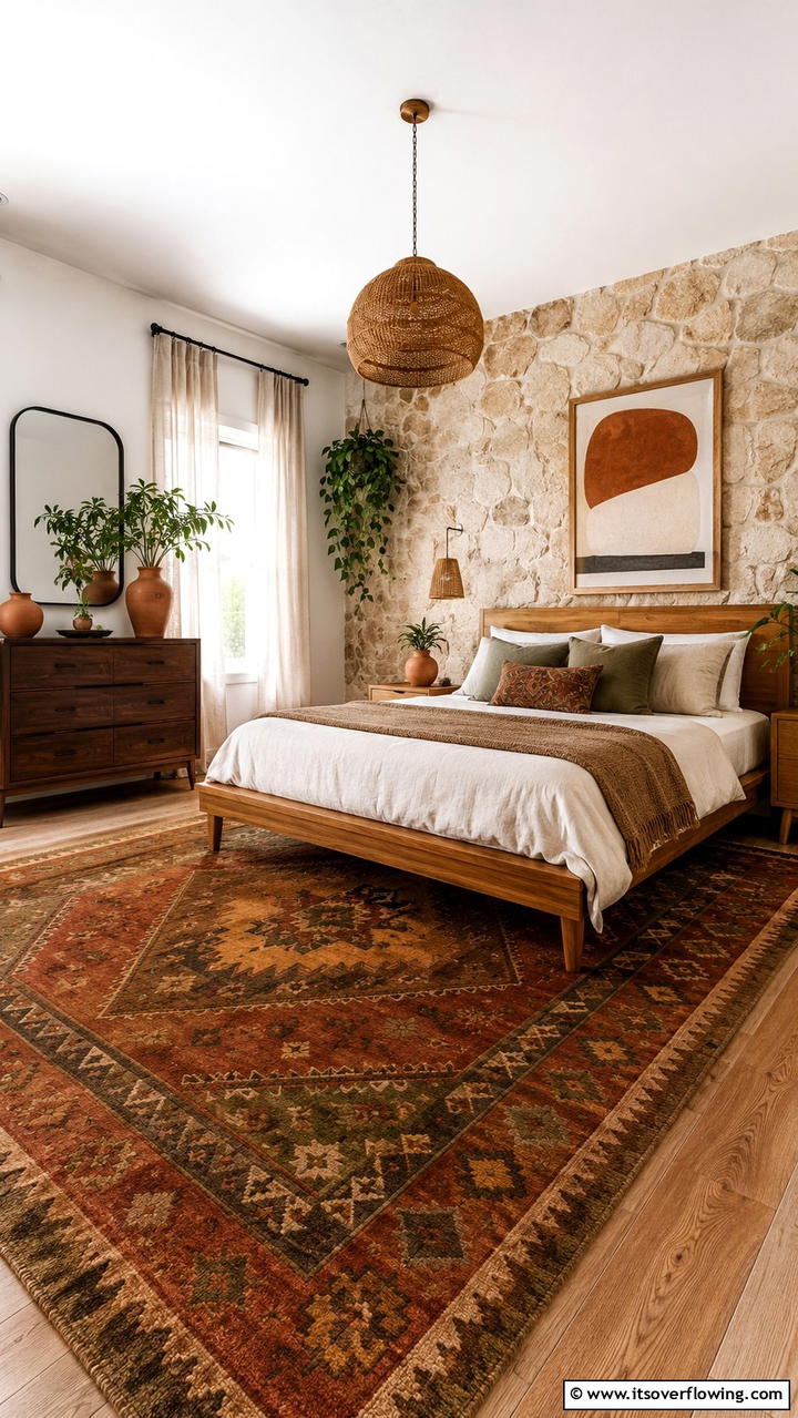 Rich Earthy Hues - 30 Bedroom Rug Ideas to Anchor and Elevate Your Decor