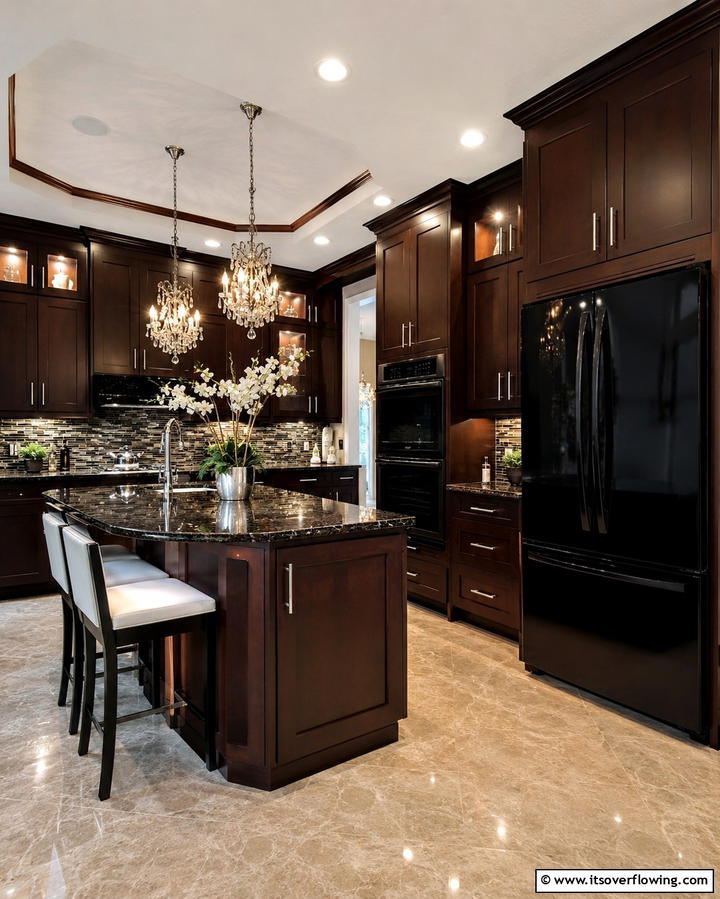 Rich Espresso Cabinets - 20 What Color Cabinets Go With Black Appliances