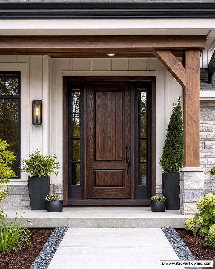 Rich Espresso Tone - 20 Cedar Front Door Colors Ideas- Warm & Inviting