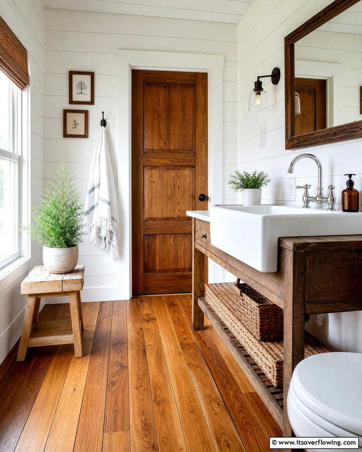Rich Hardwood Flooring - 25 Small Bathroom Flooring Ideas for Stylish and Durable Floors