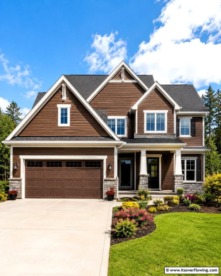 Rich Hazelnut Variety - 30 Brown Exterior House Color Ideas for Warm Curb Appeal