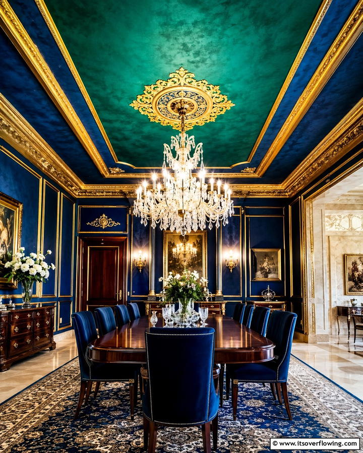 Rich Jewel Tone Effects - 30 Accent Ceiling Ideas to Elevate Your Space