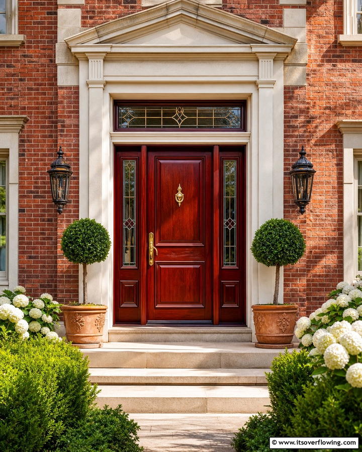 Rich Mahogany Finish - 20 Cedar Front Door Colors Ideas- Warm & Inviting