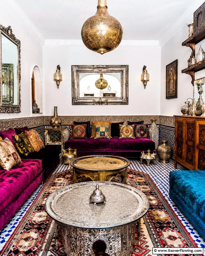 Rich Metal Accents - 30 Moroccan Living Room Ideas for Exotic Elegance