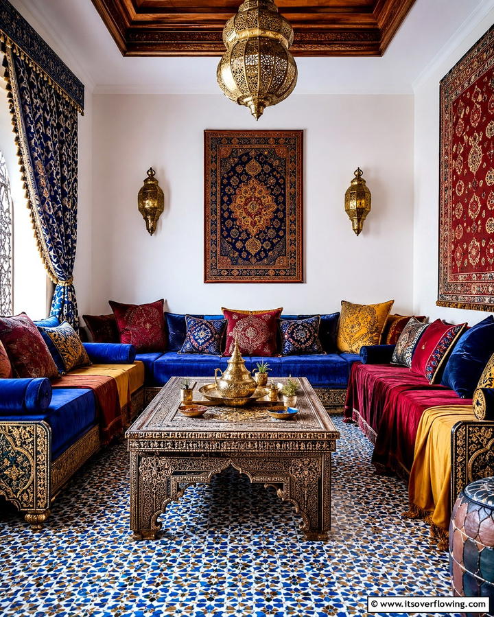 Rich Textured Fabrics - 30 Moroccan Living Room Ideas for Exotic Elegance