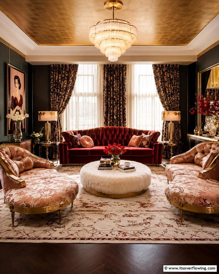 Rich Upholstery Fabrics - 30 Art Deco Living Room Ideas for Luxurious Spaces