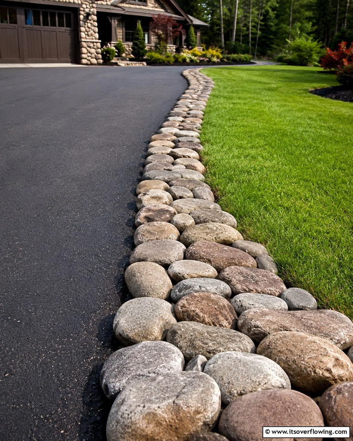 River Rock Edging for Driveways - 25 River Rock Edging Ideas for Your Garden