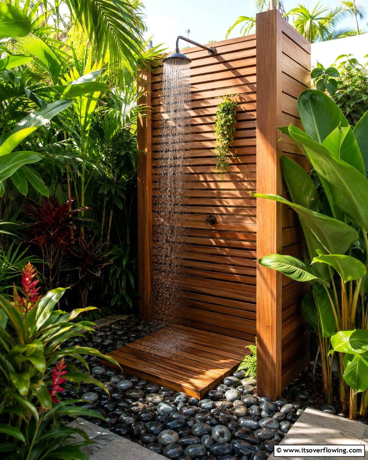 River Rock Edging for Outdoor Showers - 25 River Rock Edging Ideas for Your Garden