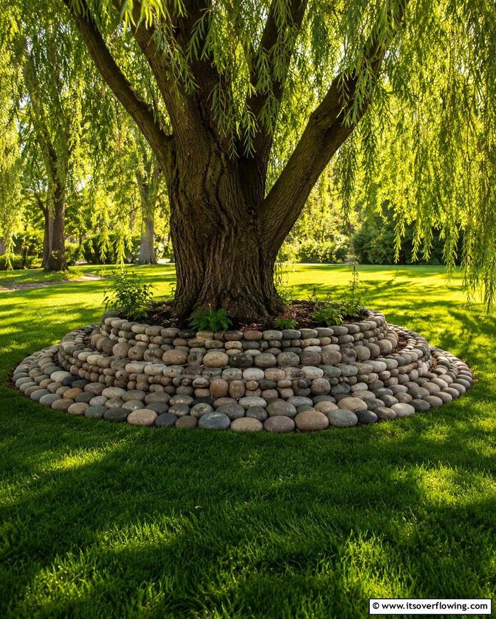River Rock Edging for Tree Rings - 25 River Rock Edging Ideas for Your Garden