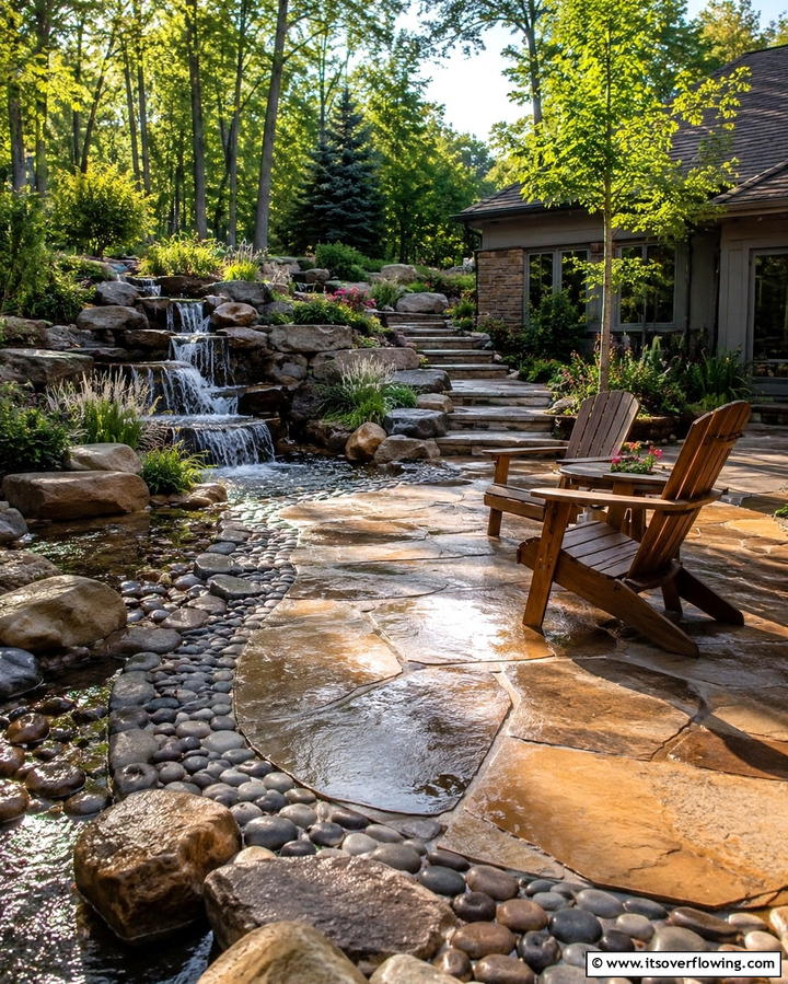 River Rock Serenity - 25 Stone Patio Ideas for Natural Outdoor Beauty