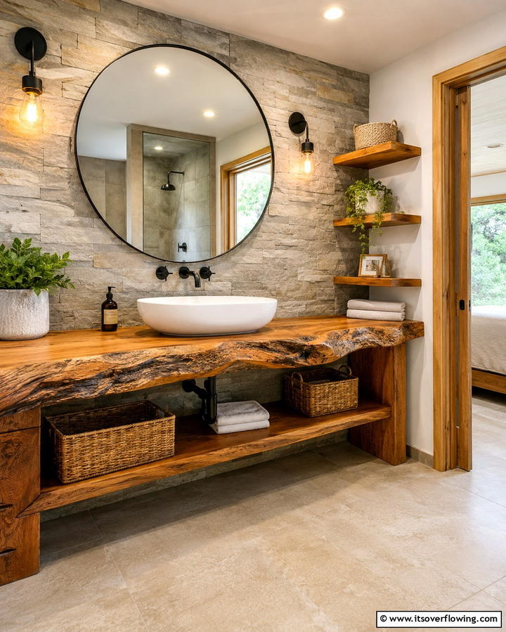 River Rock Sinks for a Unique Touch - 25 Earthy Bathroom Ideas for a Natural Retreat