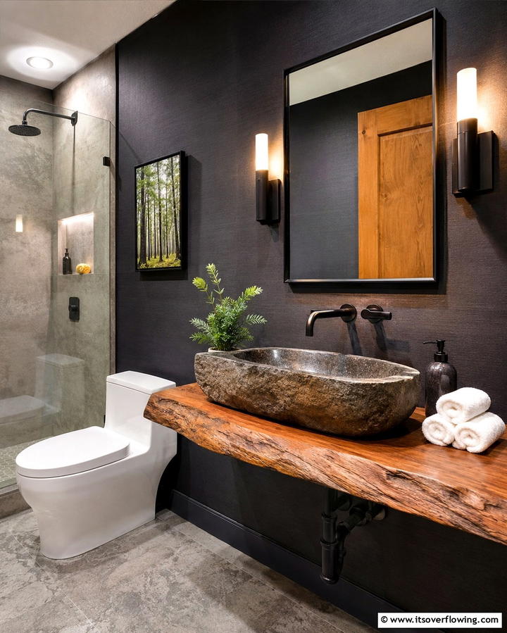 River Rock Sinks - 25 Natural Bathroom Ideas for a Spa-Like Retreat at Home
