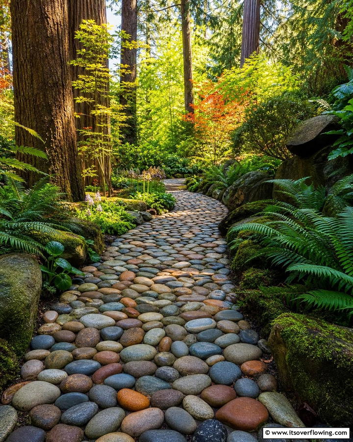River Rock Walkway - 17 Rock Walkway Ideas for Natural and Low-Maintenance Paths