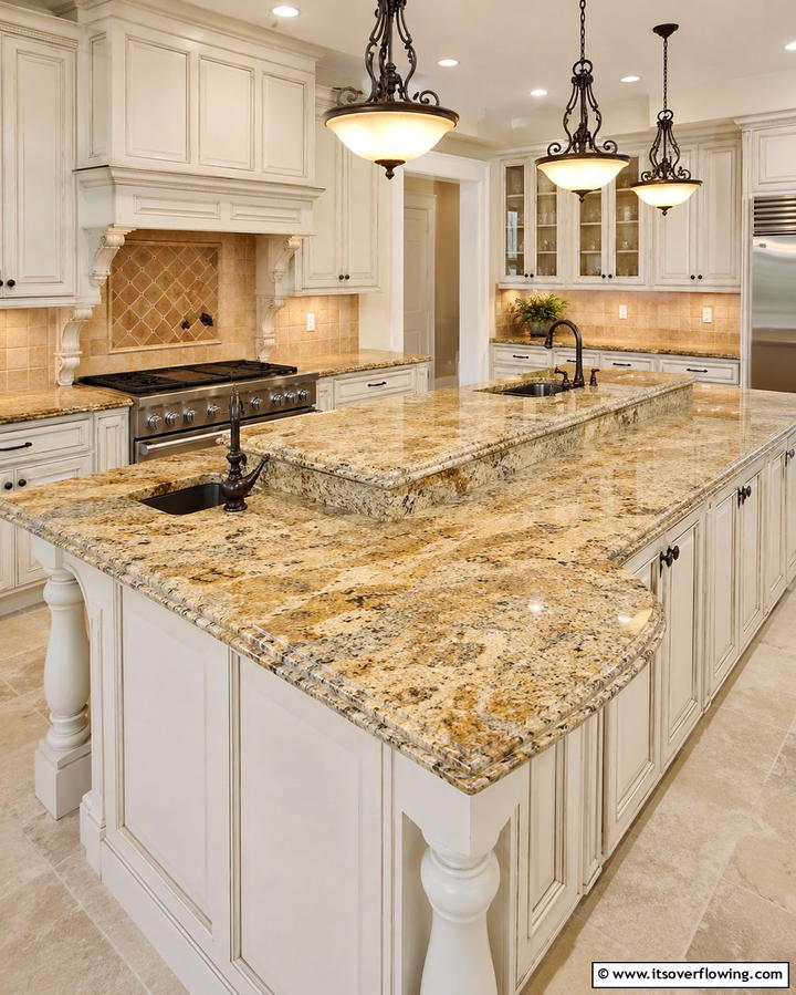 River White Granite Countertops - 25 Granite Kitchen Countertop Ideas for Elegant Kitchens