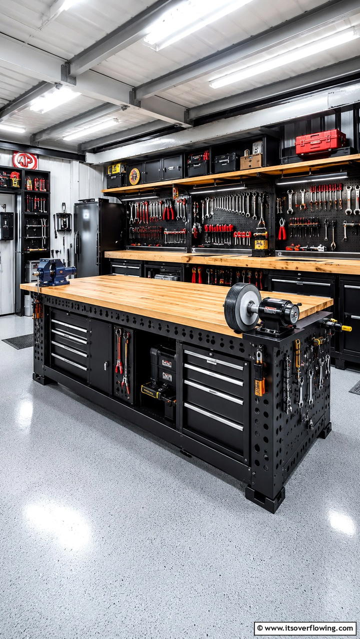 Robust Workbench with Multi Tool Capacity - 30 Garage Workbench Ideas for Organized DIY Spaces