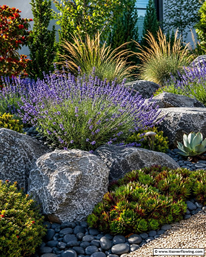 Rock Accented Flower Beds - 30 Front Yard Flower Bed Ideas for Curb Appeal Boost