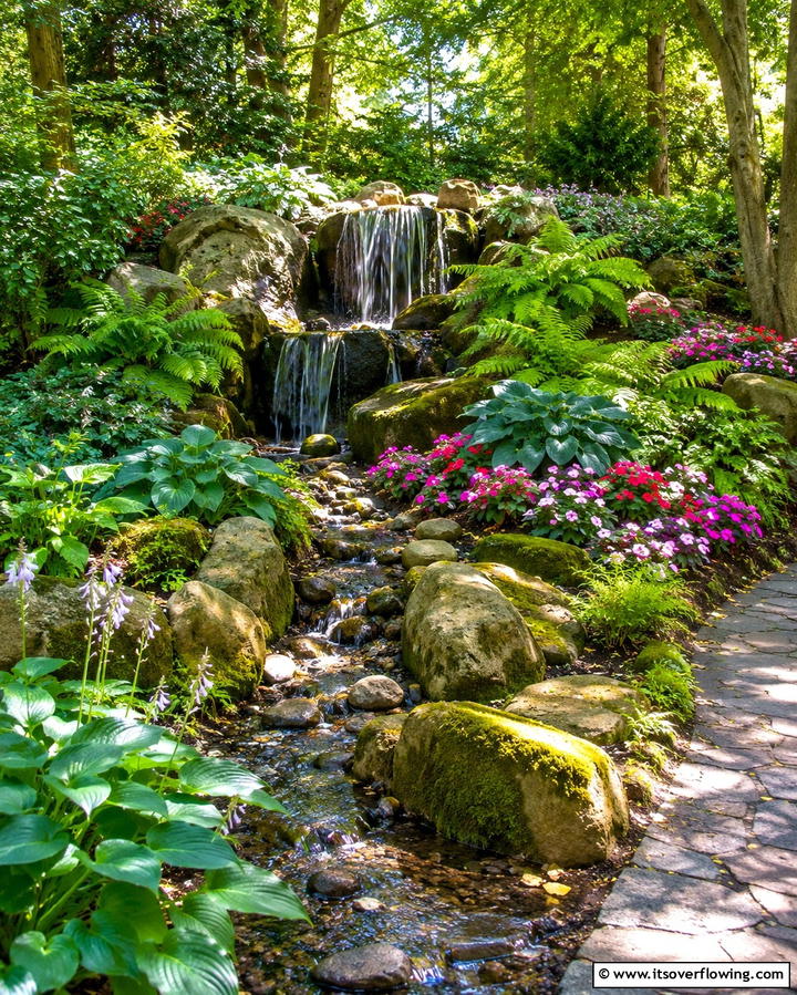 Rock Cascade Fountain for a Natural Look - 25 Backyard Fountain Ideas for a Serene Outdoor Space