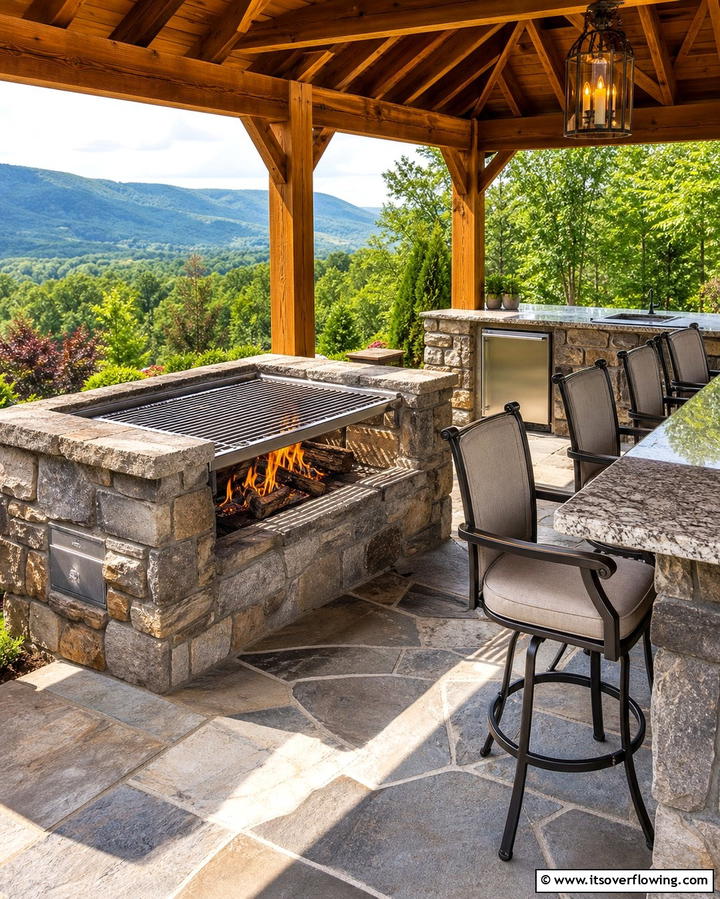 Rock Fire Pit with Built In Grill - 25 Rock Fire Pit Ideas for Outdoor Gatherings