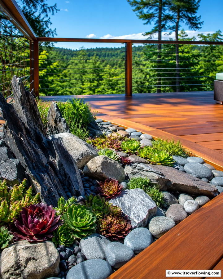 Rock Garden Accent - 30 Deck Decorating Ideas with Plants for Lush Outdoor Living