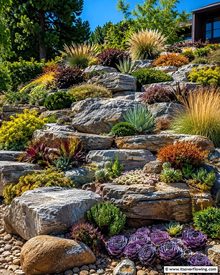 Rock Garden Layers - 25 Terraced Garden Ideas for Sloped Landscapes
