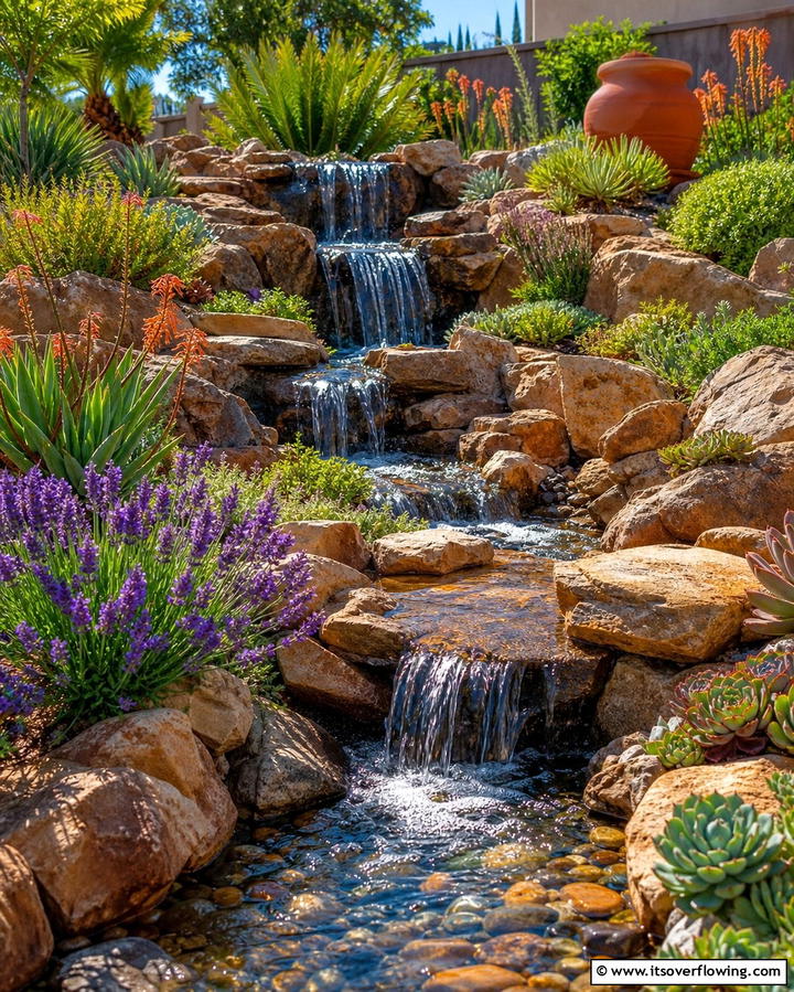 Rock Garden Waterfall - 25 Backyard Waterfall Ideas for a Tranquil Retreat