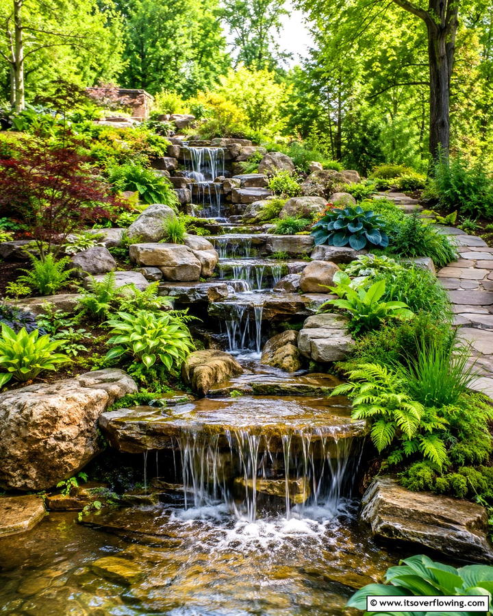 Rock Waterfall Fountain - 25 Backyard Fountain Ideas for a Serene Outdoor Space