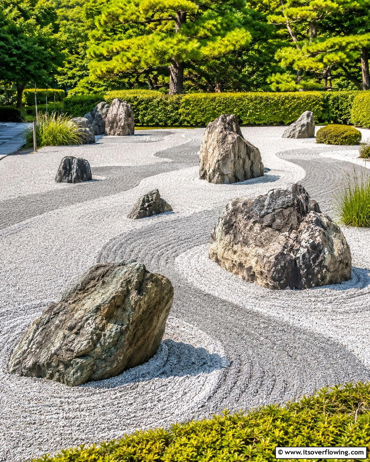 Rock and Rake Harmony - 30 Japanese Garden Ideas for Zen Outdoor Spaces