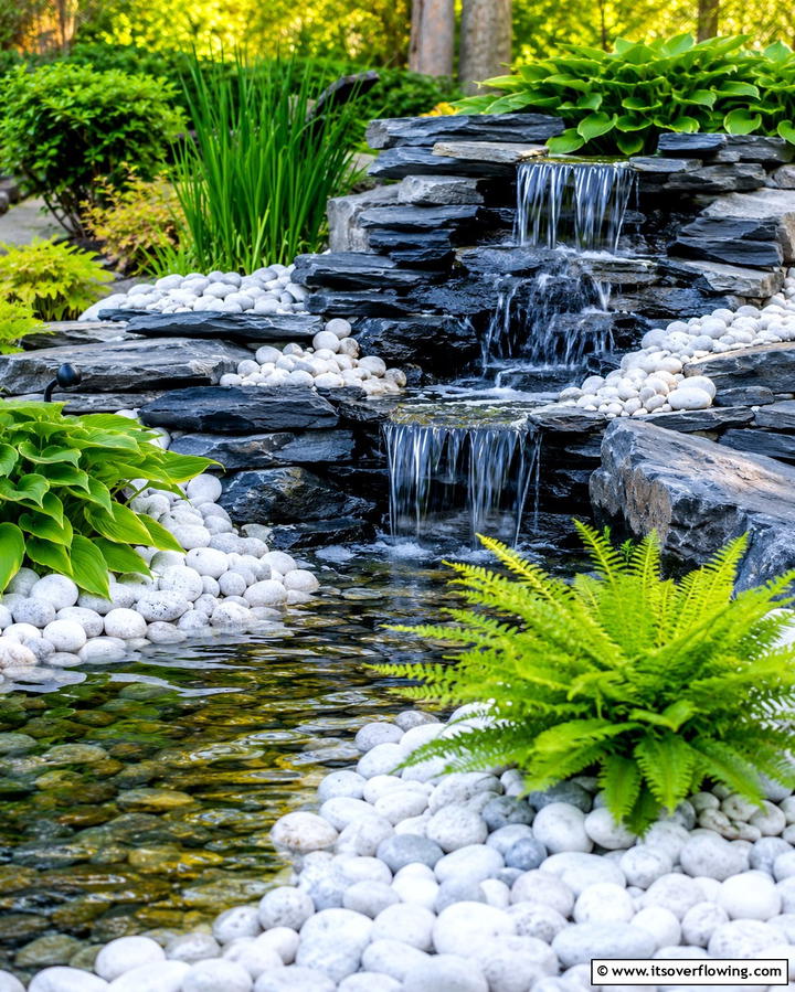 Rock and Water Features - 25 White Rock Landscaping Ideas for a Clean Look